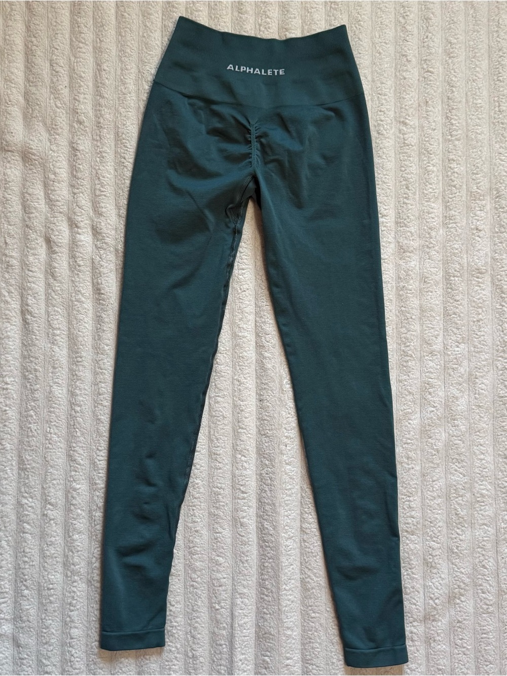 Alphalete Seamless Gym Leggings Dark Teal Green Scrunch Butt High Waist XS - Picture 3 of 5